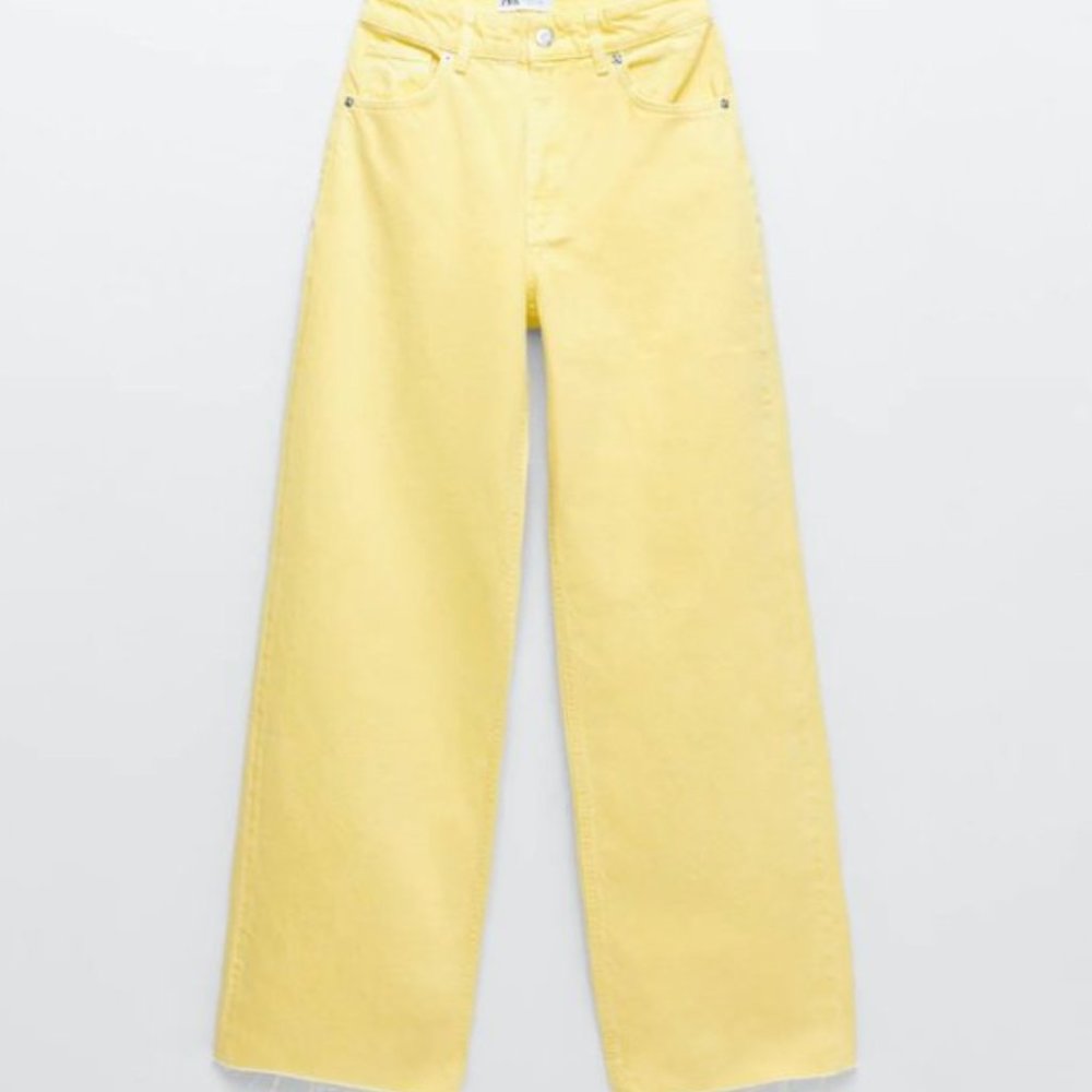 Zara wide leg yellow jeans size 8